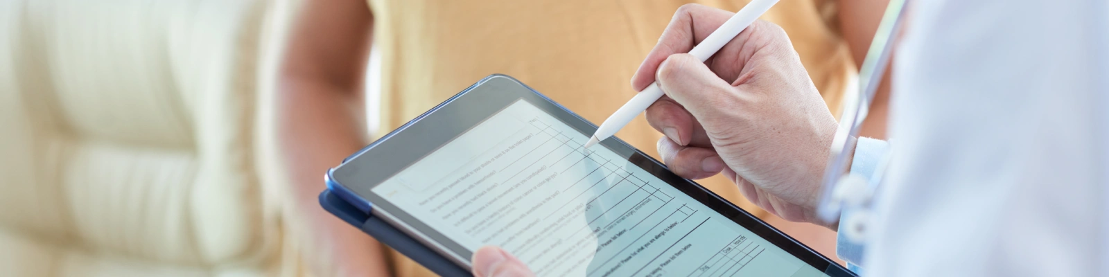 someone using a tablet