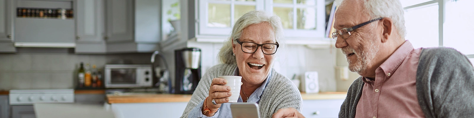 elderly couple using a laptop